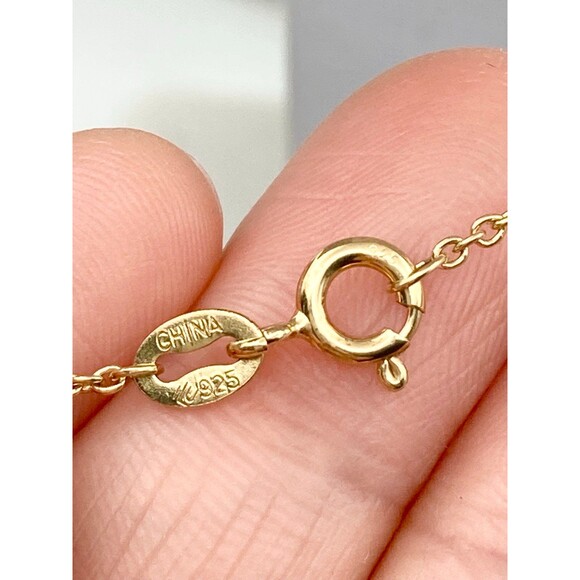 925 sterling silver 14k gold vermeil bezel set cz station long Necklace - Picture 5 of 6